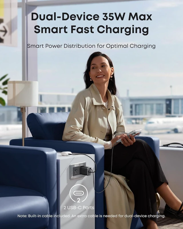 Alt view image 4 of 6 - Anker Nano Retractable USB C Charger Block, Compact 35W Phone Charger