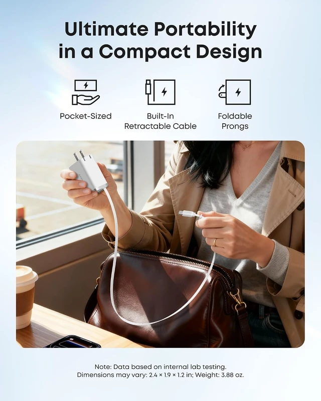 Alt view image 3 of 6 - Anker Nano Retractable USB C Charger Block, Compact 35W Phone Charger