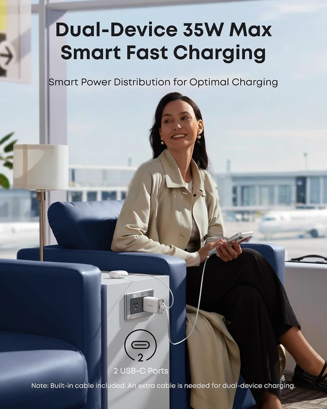Alt view image 4 of 6 - Anker Nano Retractable USB C Charger Block, Compact 35W Phone Charger