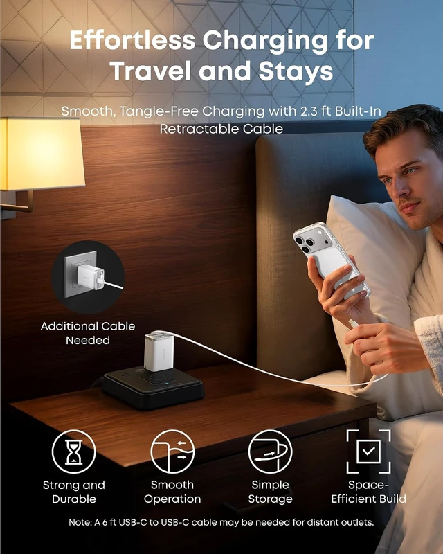 Alt view image 5 of 6 - Anker Nano Retractable USB C Charger Block, Compact 35W Phone Charger