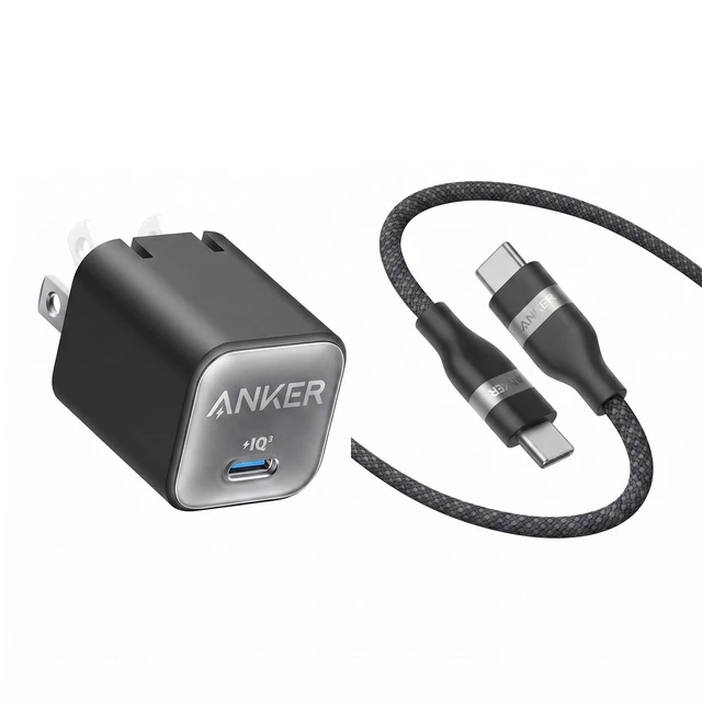 Main image of Anker Nano USB-C GaN Charger (30W, PIQ 3.0, Foldable Plug, PPS) + Anker Nano USB-C to USB-C Cable (6 ft, 240W)