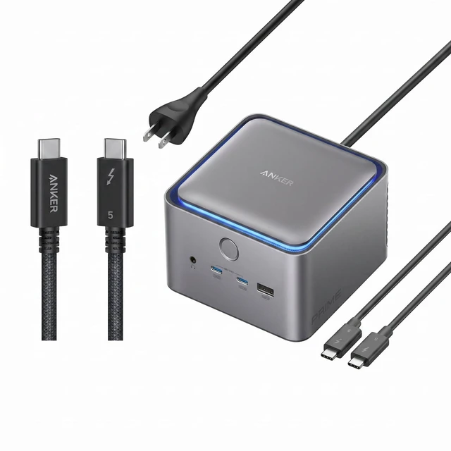 Main image of Anker Prime TB5 Docking Station (14-Port, 8K, Thunderbolt 5, 140W Max Charging) + Anker Prime Thunderbolt 5 USB-C to USB-C Cable (3.3 ft, 240W, 80 Gbps)