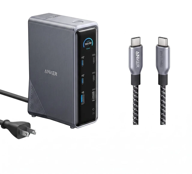 Main image of Anker Prime Docking Station (14-Port, 160W Max Output, 10 Gbps) + Anker Prime Thunderbolt 4 USB-C Cable, (3.3 ft, 240W, 40 Gbps)