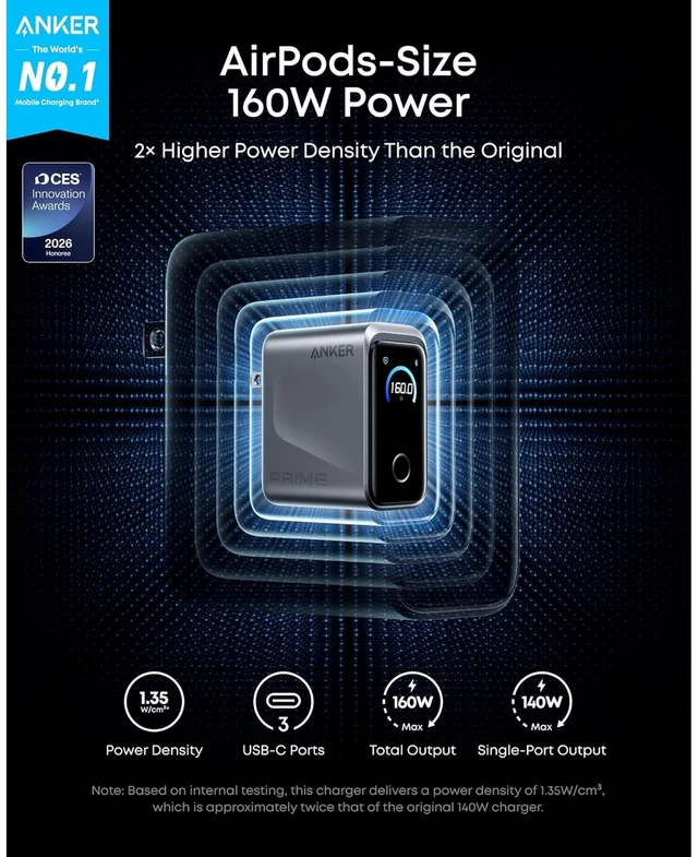 Alt view image 5 of 7 - Anker Prime Power Bank (26K, 300W) + Anker Prime Charger (160W, 3 Ports, Smart Display)