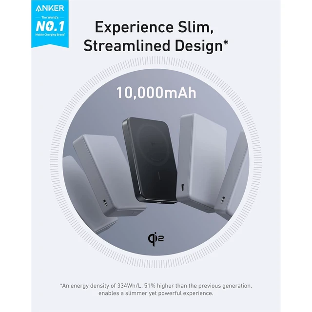 Alt view image 4 of 7 - Anker MagGo Power Bank (10K, Slim) + Anker Nano Charger (45W, Smart Display, 180° Foldable)