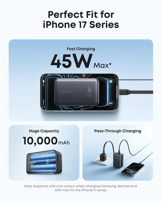 Alt view image 4 of 7 - Anker Nano Power Bank (10K, 45W, Built-In Retractable USB-C Cable) + Anker Nano Charger (45W, Smart Display, 180° Foldable)