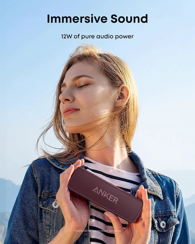 Alt view image 2 of 6 - Anker soundcore 2 Portable Bluetooth Speaker, 24-Hour Playtime, IPX7 | 12W Stereo Sound, TWS Pairing, Bluetooth 6