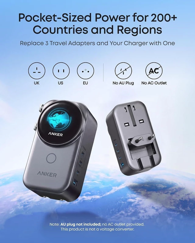 Alt view image 2 of 7 - Anker Universal Charger, 100W GaN USB C Travel Fast Charging, No AC Outlet,Anker Nano Smart Power Allocation, Compact Travel Essentials for MacBook, Laptop, UK/European Plug Adapter(No AU Plug,1 pack)