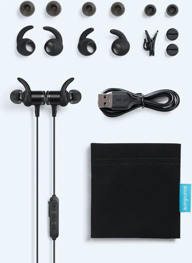 Alt view image 6 of 6 - Bluetooth Headphones, Soundcore Spirit Sports Earbuds by Anker, Bluetooth 5.0, 8H Battery, IPX7 Waterproof, SweatGuard, Comfortable Wireless Headphones, Secure Fit for Running, Gym, Workout (Black)