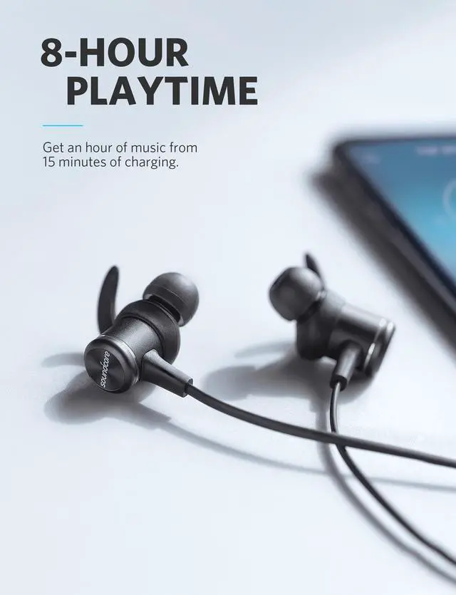 Alt view image 4 of 6 - Bluetooth Headphones, Soundcore Spirit Sports Earbuds by Anker, Bluetooth 5.0, 8H Battery, IPX7 Waterproof, SweatGuard, Comfortable Wireless Headphones, Secure Fit for Running, Gym, Workout (Black)