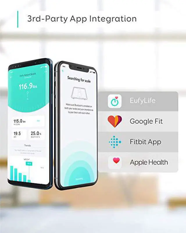 Alt view image 4 of 7 - eufy Smart Scale C1 with Bluetooth, Large LED Display, 12 Measurements, Weight / Body Fat / BMI / Fitness Body Composition Analysis, Auto On/Off, Auto Zeroing, Tempered Glass Surface, Black, lbs/kg