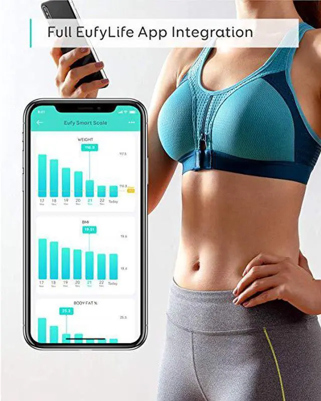 Alt view image 2 of 7 - eufy Smart Scale C1 with Bluetooth, Large LED Display, 12 Measurements, Weight / Body Fat / BMI / Fitness Body Composition Analysis, Auto On/Off, Auto Zeroing, Tempered Glass Surface, Black, lbs/kg