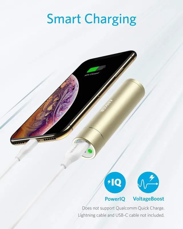 Alt view image 4 of 7 - Anker PowerCore+ Mini, 3350mAh Lipstick-Sized Portable Charger (Premium Aluminum Power Bank), One of The Most Compact External Batteries, Compatible with iPhone, Android Smartphones and More (Golden)