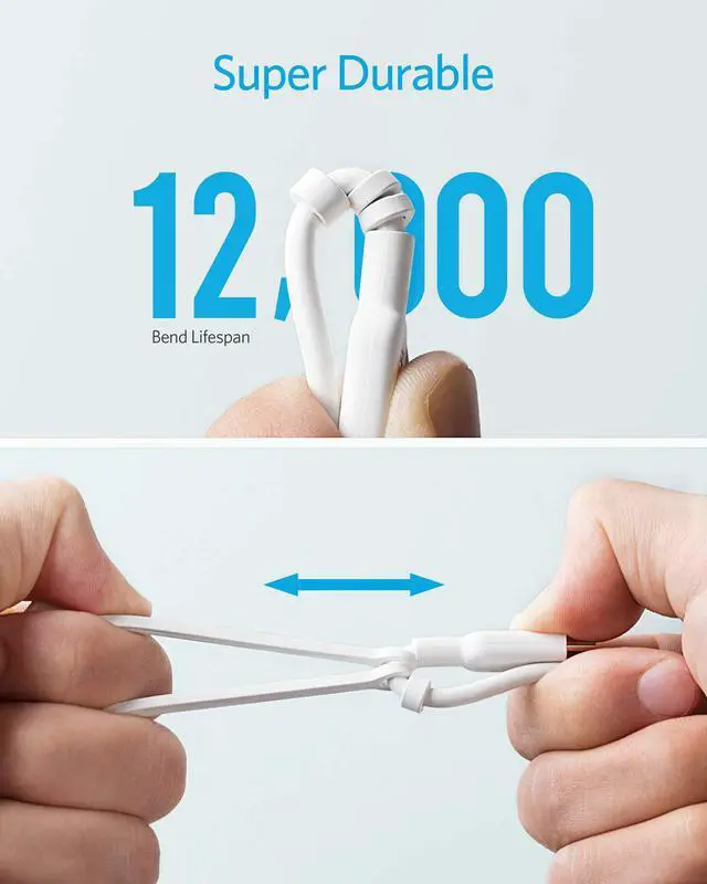Alt view image 4 of 7 - Anker Powerline II 3-in-1 Cable, Lightning/Type C/Micro USB Cable for iPhone, iPad, Huawei, HTC, LG, Samsung Galaxy, Sony Xperia, Android Smartphones, and More(3ft, White)