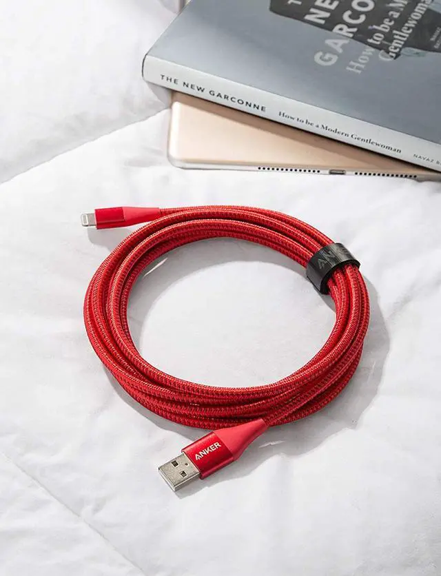 Alt view image 6 of 7 - Anker Powerline+ II Lightning Cable (10ft), MFi Certified for Flawless Compatibility with iPhone 11/11 Pro/11 Pro Max/ Xs/XS Max/XR/X / 8/8 Plus / 7/7 Plus / 6/6 Plus / 5 / 5S and More(Red)