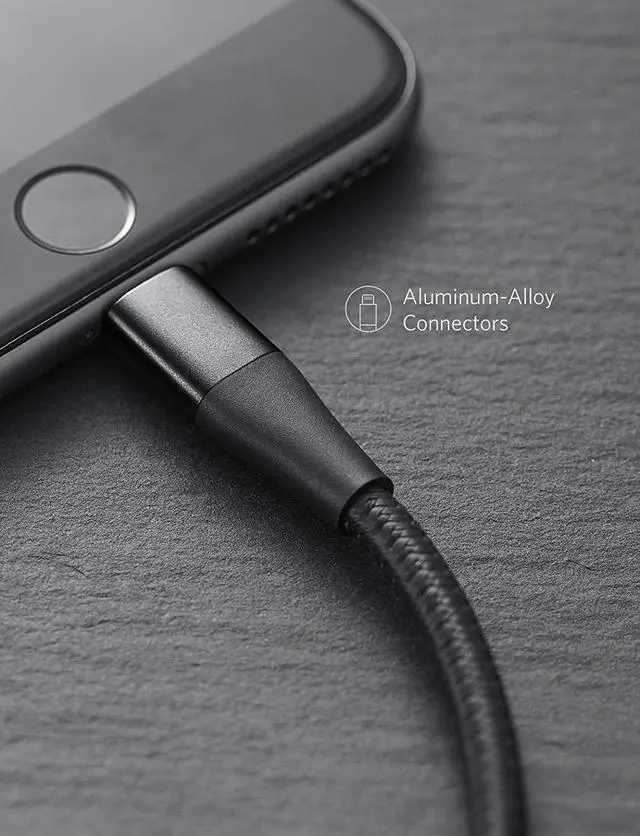 Alt view image 5 of 7 - Anker Powerline+ II Lightning Cable (10ft), MFi Certified for Flawless Compatibility with iPhone 11/11 Pro/11 Pro Max/ Xs/XS Max/XR/X / 8/8 Plus / 7/7 Plus / 6/6 Plus / 5 / 5S and More(Black)