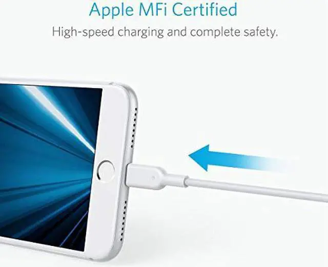 Alt view image 2 of 6 - Anker Powerline II Lightning Cable (6ft), Probably The World's Most Durable Cable, MFi Certified for iPhone 11/11 Pro/ 11 Pro Max/ Xs/XS Max/XR/X / 8/8 Plus / 7/7 Plus / 6/6 Plus (White)