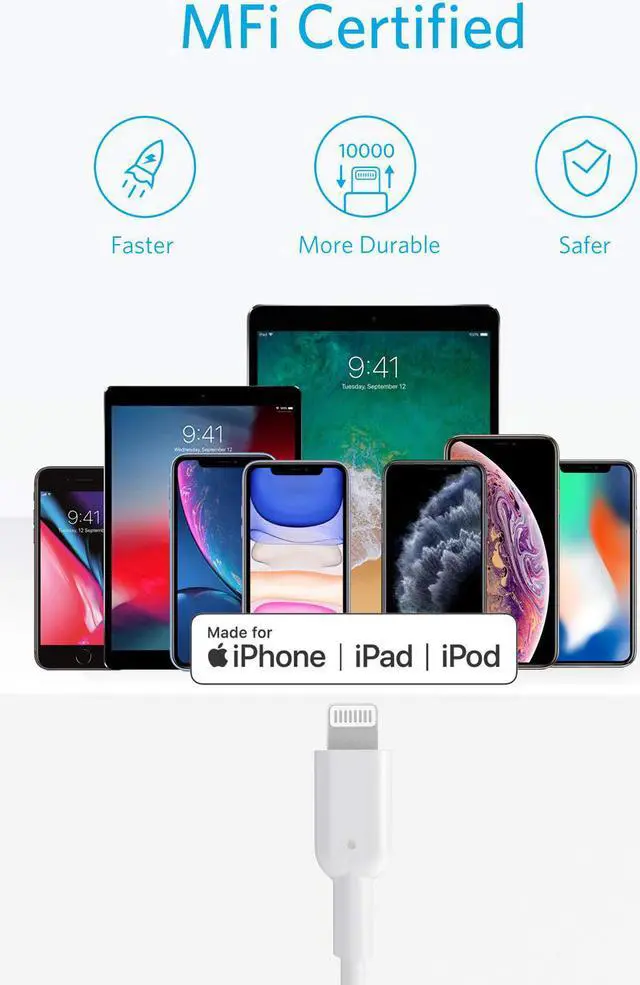 Alt view image 4 of 7 - iPhone 12 Charger Cable, Anker USB C to Lightning Cable [6ft, 2-Pack] Powerline II for iPhone 12/11/11 Pro/X/XS/XR/XS Max / 8/8 Plus, Supports Power Delivery