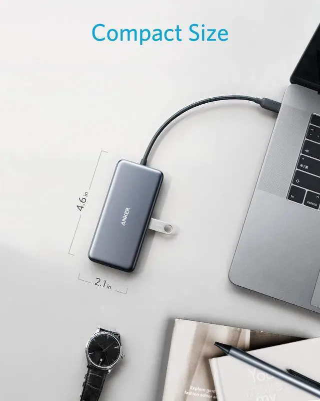 Alt view image 7 of 7 - Anker USB C Hub Adapter, 7-in-1 USB C Adapter, with 4K HDMI, 100W Power Delivery, USB C Data Port, Micro SD and SD Card Reader, 2 USB 3.0 Ports, for MacBook Pro, iPad Pro 2019/2018, Pixelbook, XPS