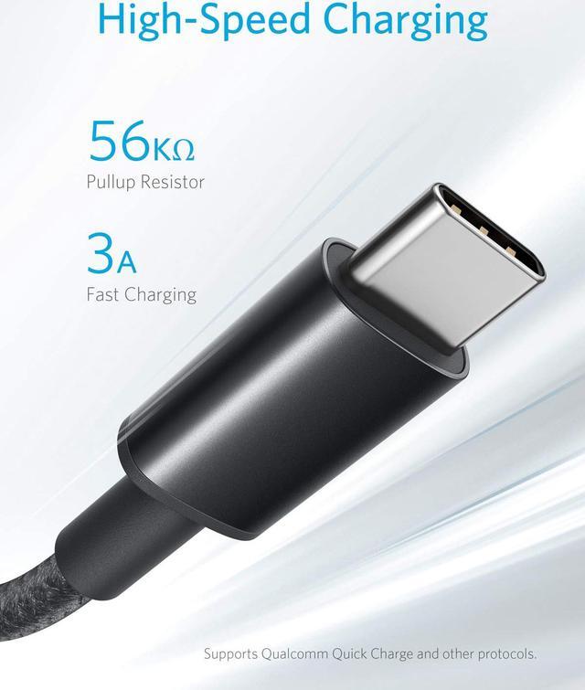 Alt view image 3 of 7 - USB Type C Cable, Anker [2-Pack 6Ft] Premium Nylon USB-C to USB-A Fast Charging Type C Cable, for Samsung Galaxy S10 / S9 / S8 / Note 8, LG V20 / G5 / G6 and More (Black)