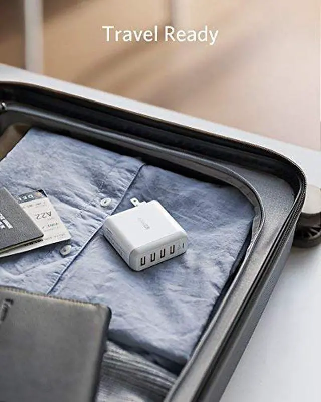 Alt view image 5 of 14 - Anker 40W 4-Port USB Wall Charger with Foldable Plug, PowerPort 4 for iPhone 11/11 Pro/Max/ XS/XS Max/XR /X/8/7/6/Plus, iPad Pro/Air 2/Mini 4/3, Galaxy/Note/Edge, LG, Nexus, HTC, and More (White)
