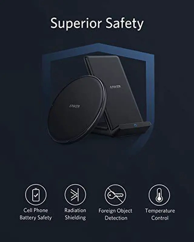 Alt view image 5 of 7 - Anker Wireless Chargers Bundle, PowerWave Pad & Stand Upgraded, Qi-Certified, Fast Charging iPhone SE, 11, 11 Pro, 11 Pro Max, Xs Max, XR, XS, X, 8, Galaxy S20 S10 S9, Note 10 Note 9 (No AC Adapter)