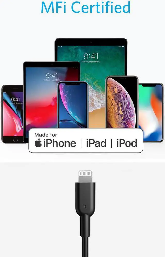 Alt view image 3 of 6 - iPhone 12 Charger, Anker USB C to Lightning Cable [3ft Apple MFi Certified] Powerline II for iPhone 12/ Mini/ Pro/ Pro Max/ 11/Pro/Pro Max/X/XS/XR/XS Max / 8/8 Plus, Supports Power Delivery