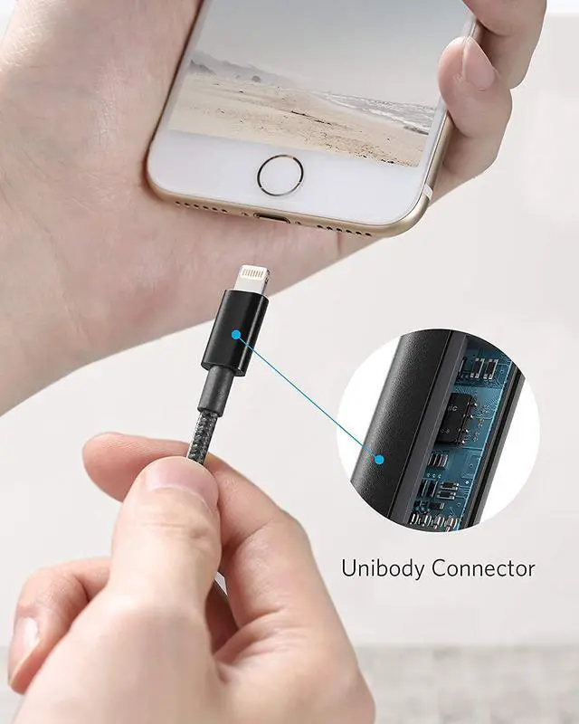 Alt view image 5 of 7 - Anker 3.3ft Premium Nylon Lightning Cable [2-Pack], Apple MFi Certified for iPhone Chargers, iPhone Xs/XS Max/XR/X / 8/8 Plus / 7/7 Plus / 6/6 Plus / 5s, iPad Pro Air 2, and More(Black)