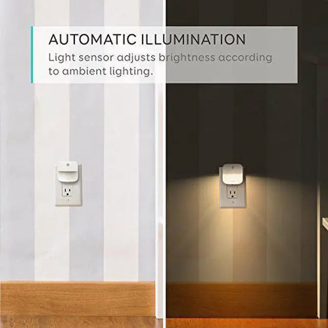 Alt view image 5 of 7 - Eufy Lumi Plug-In Night Light, Warm White LED Nightlight, Dusk-To-Dawn Sensor, Bedroom, Bathroom, Kitchen, Hallway, Stairs, Energy Efficient, Compact, 4-pack