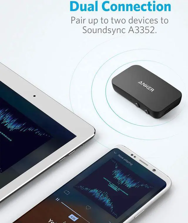 Alt view image 5 of 7 - Anker Soundsync A3352 Bluetooth Receiver for Music Streaming with Bluetooth 5.0, 12-Hour Battery Life, Handsfree Calls, Dual Device Connection, for Car, Home Stereo, Headphones, Speakers