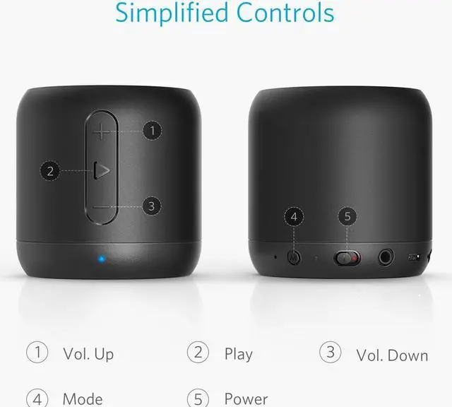 Alt view image 6 of 12 - Anker SoundCore mini Bluetooth Speakers 5W with 15-Hour Playtime Wireless, with 66-Foot Bluetooth Range, FM Radio, Enhanced Bass - Black