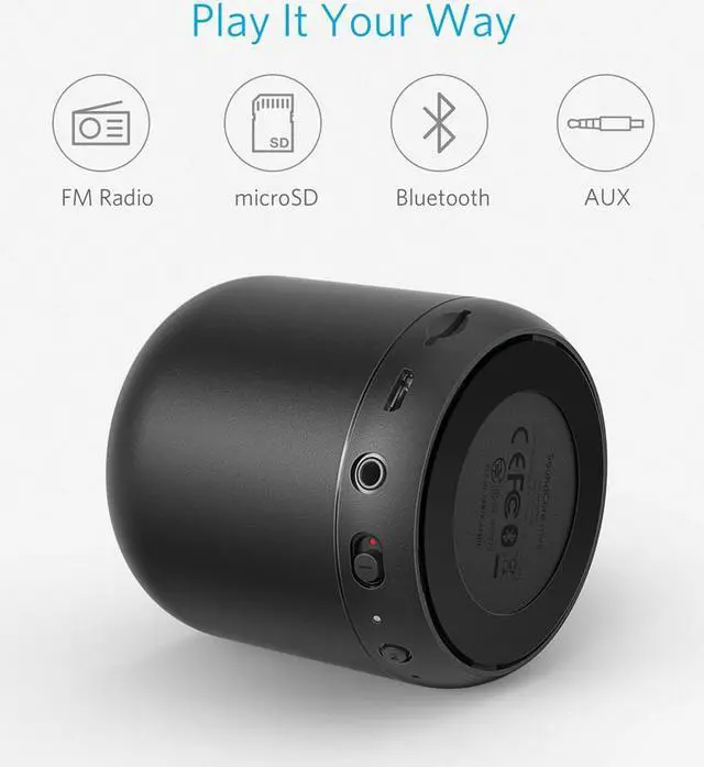 Alt view image 4 of 12 - Anker SoundCore mini Bluetooth Speakers 5W with 15-Hour Playtime Wireless, with 66-Foot Bluetooth Range, FM Radio, Enhanced Bass - Black
