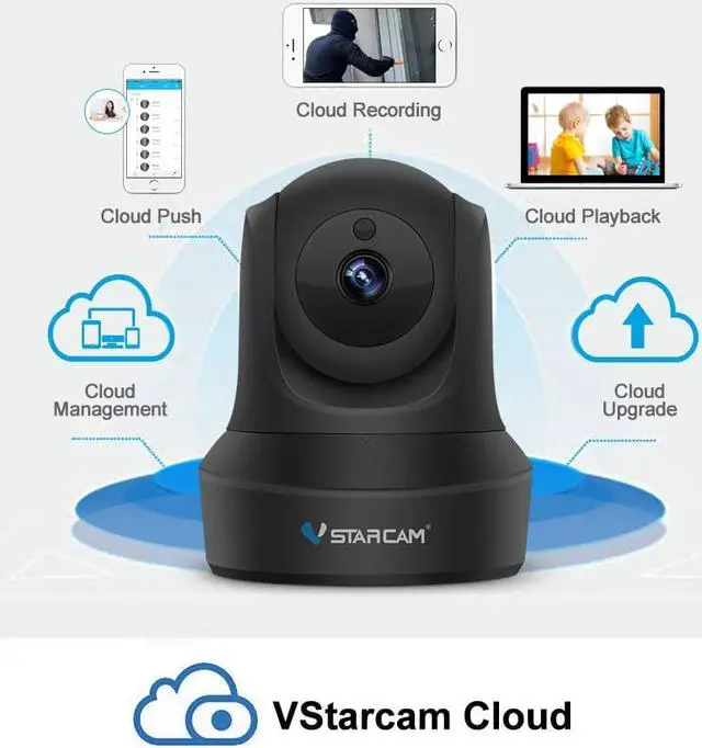 Alt view image 3 of 7 - VStarcam 1080P Baby Monitor HD Wireless IP Camera CCTV WiFi Home Surveillance Security Camera iOS/Android Two Way Audio-Black