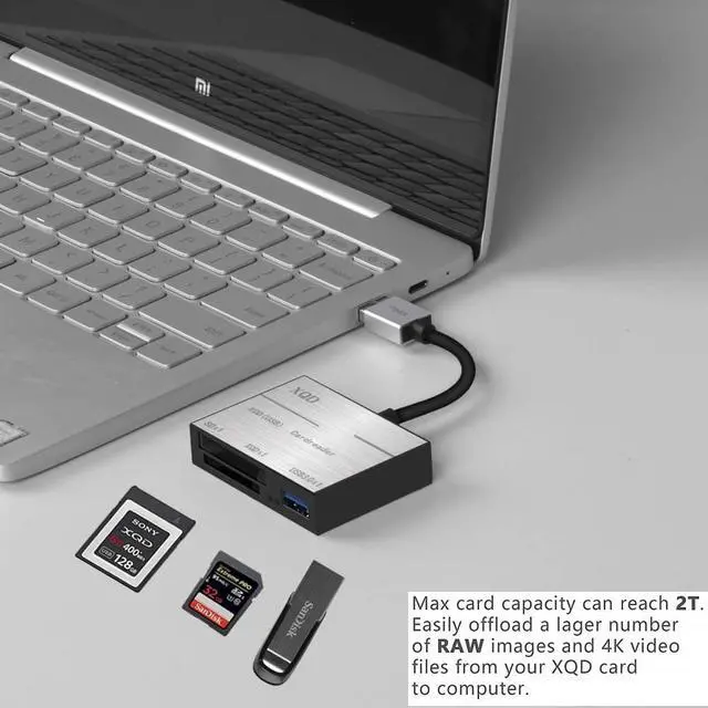 Alt view image 5 of 7 - LUOM XQD Card Reader USB3.0,  USB3.0 Card Adapter with USB3.0 Read 2 Cards Simultaneously XQD/SD Memory XQD Card Reader for Sony M/G Series, Lexar USB Mark Card 2933x/1400x
