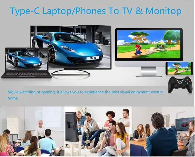 Alt view image 6 of 7 - USB C to HDMI 4K Adapter, LUOM USB 3.1 Type C to HDMI VGA Multi Monitors Hub Adapter Cable (Thunderbolt 3 Compatible) Compatible with MacBook/MacBook Pro/Chromebook Pixel-Silver