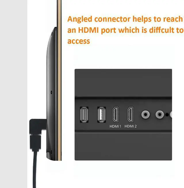 Alt view image 6 of 7 - LUOM  HDMI 270 & 90 Degree Right Angle Port Saver Adapter (Male to Female) - 90 Degree - Vertical Flat, 4K 3D HDMI Extender for Roku, PS3, PS4, Fire Stick,Chromecast, Nintendo Switch,HDTV, Laptop,Xbox