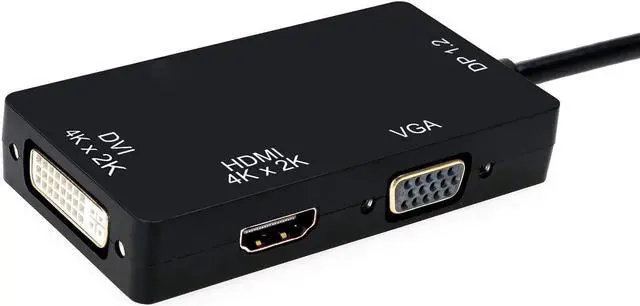 Alt view image 2 of 7 - LUOM Mini DisplayPort to HDMI DVI VGA Adapter 4K Mini DP Converter Thunderbolt Compatible 3 in 1 for Mac, 2015 MacBook Pro Air, iMac, Surface Pro3 Pro4, Google Chromebook, PC, Projector -  (4K,Black)