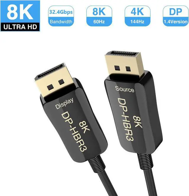 Main image of DP Fiber Optic Cable, LUOM 8K 4K DisplayPort Cable DP 1.4 8K@60Hz 4K@144Hz 32.4Gbps High Speed Optic Fiber Slim and Flexible DP to DP Male to Male 3D DP to DP Cable (33ft)