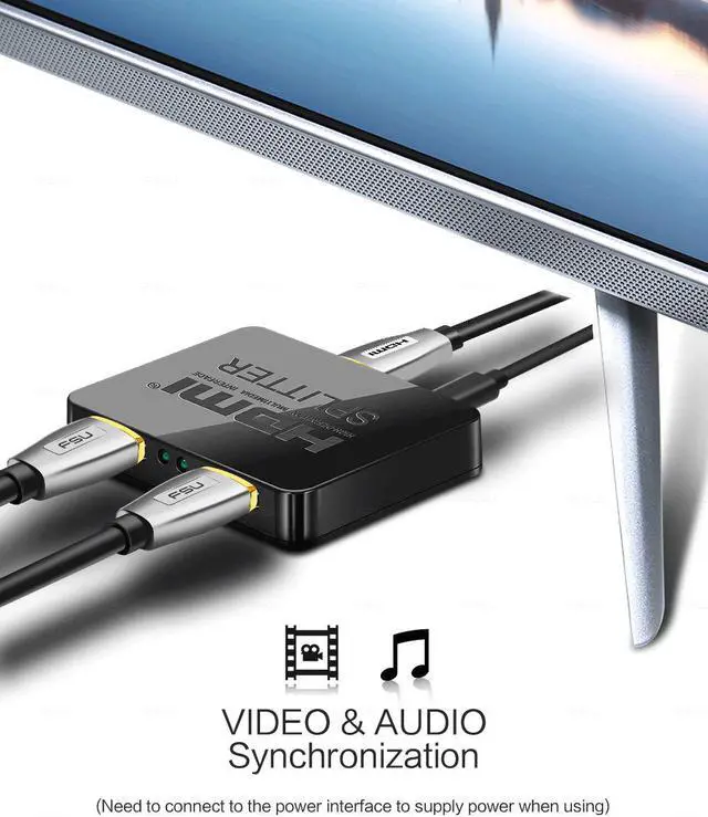 Alt view image 4 of 7 - 1x2 HDMI Splitter -LUOM 1 Port to 2 HDMI Display Duplicate/Mirror - Splitter Ver 1.3 Certified for Full HD 1080P High Resolution & 3D Support (One Input To Two Outputs) - Power Cable Included