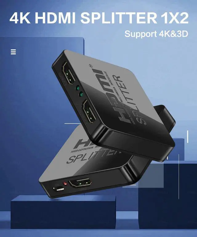 Main image of Hdmi Splitter 1 in 2 Out ,LUOM Powered Full Ultra HD 1080P V1.4 HDMI Display,Support 4K/2K and 3D Resolutions 1 Input to 2 Outputs