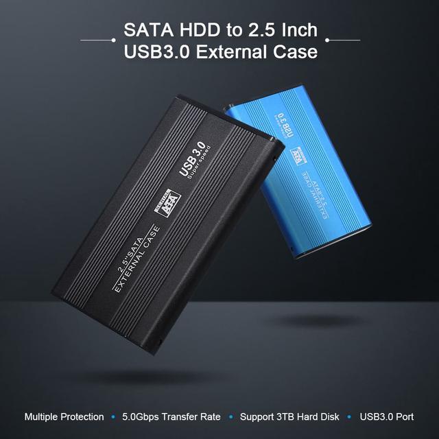 LUOM Upgraded 2.5 USB 3.0 External Hard Drive Enclosure, USB3.0 to SATA  Hard Disk Case for 2.5inch 7mm 9.5mm SSD HDD, Tool Free 5Gbps Support UASP