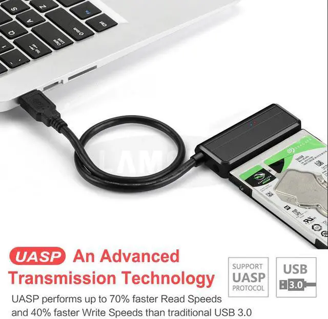 Alt view image 5 of 7 - LUOM USB 3.0 to 2.5 3.5" SATA III Hard Drive Adapter Cable, Converter for 2.5 3.5" SSD/HDD,12V 2A Power Adapter Included,Support UASP