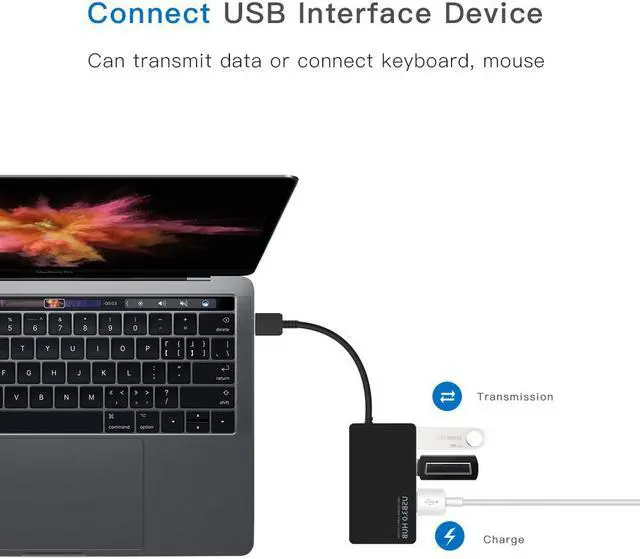 Alt view image 4 of 7 - LUOM USB 3.0 Hub Multi-Port USB3.0 HUB, 4 USB 3.0 Ports Compatible for PC, Laptops, Tablets, MacBook, Mac Mini, iMac Pro, Mobile HDD etc, Black