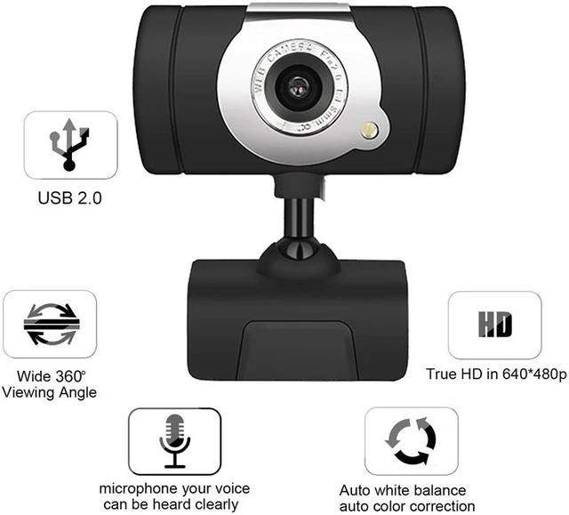 Alt view image 3 of 7 - 480P HD USB Webcam, USB Desktop Laptop Camera Built-in Mic, 360 Degrees Web Widescreen Video Calling Webcam Widescreen for Windows 7, Windows 8,10 Streaming Recording