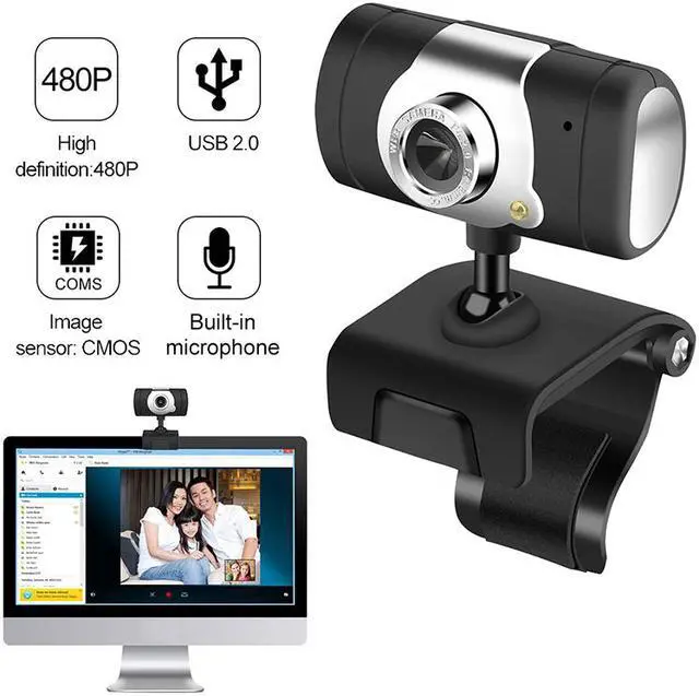 Alt view image 4 of 7 - Webcam HD 480P Computer Camera Built-in 10 Meters Sound-Absorbing Microphone Manual Focus USB Camera