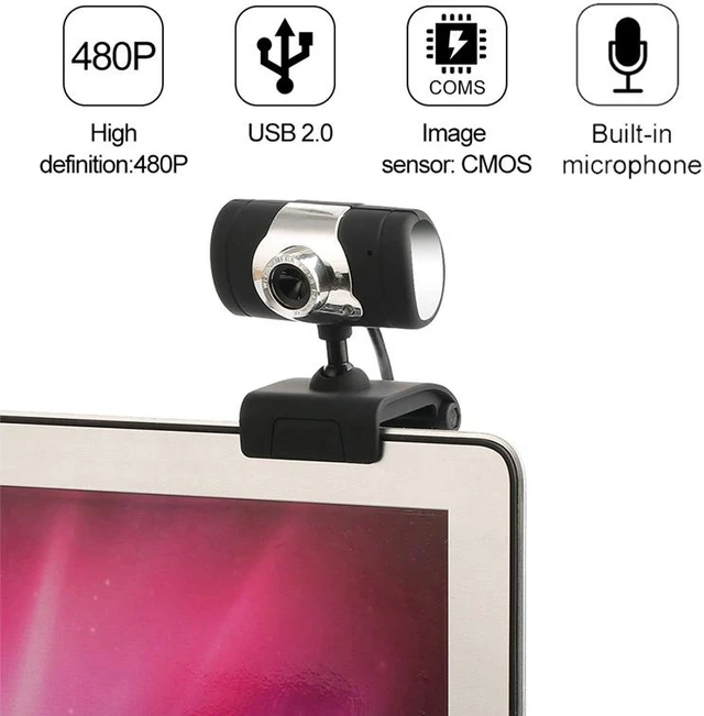 Alt view image 4 of 7 - 480P HD USB Webcam, USB Desktop Laptop Camera Built-in Mic, 360 Degrees Web Widescreen Video Calling Webcam Widescreen for Windows 7, Windows 8,10 Streaming Recording