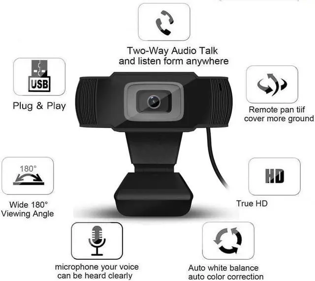 Alt view image 3 of 7 - A870 USB Webcam,480P Web-Camera,Built-in Sound Gaming Microphone,for Online Lesson,Desktop Computer Camera