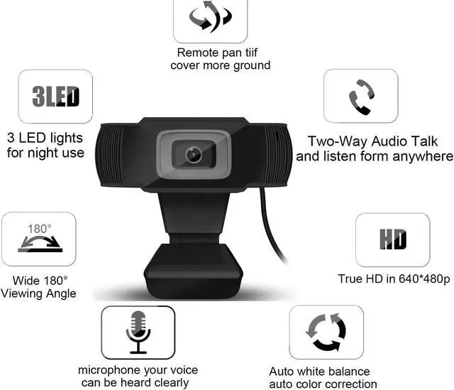 Alt view image 4 of 7 - A870 USB Webcam,480P Web-Camera,Built-in Sound Gaming Microphone,for Online Lesson,Desktop Computer Camera