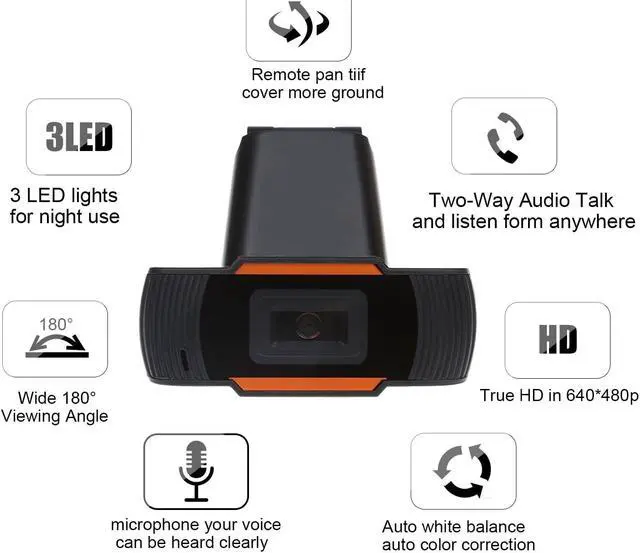 Alt view image 5 of 7 - Web Cam with Microphone, Mini USB 12 Megapixel 480P Computer Camera with Light for Laptop, Desktop, PC