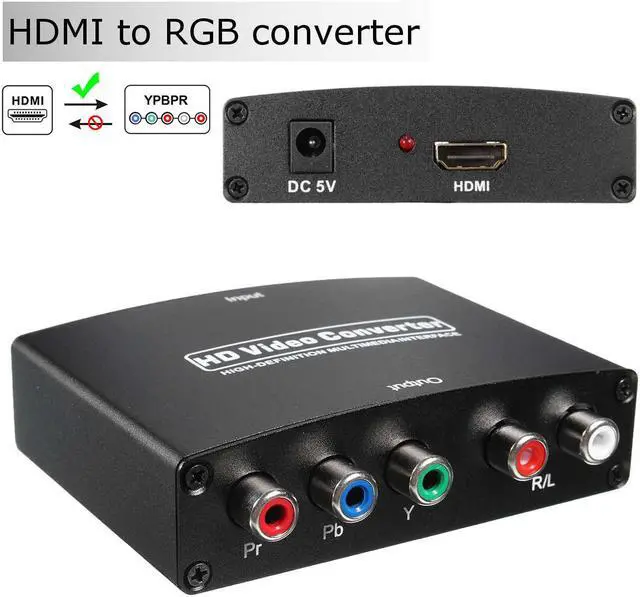 Main image of 1080p HDMI to YPbPr Component Stereo Audio Video Converter Compatible hdmi 1.3, Composite PS3, Roku, Xbox, Fire Stick, DVD Players to HDTV and Projector (Black)
